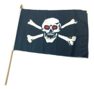 Dödskalleflagga på pinne