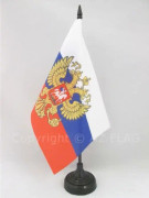 Ryssland bordsflagga med örn 21x14cm - Ryska Hög kvalitet