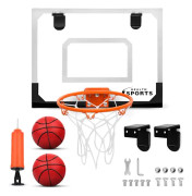 Minibasketbollkorg för barn | Väggmonterad basketkorg inkluderar basketboll och nät | Inomhus- och utomhussporter för pojkar och flickor Orange