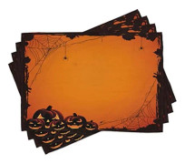 Halloween-underlägg, set om 4, Grunge Spindelnät Jack O Lanterns Horrortid Trick Or Treat Tryck, Tvättsbart Tyg