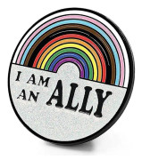 Jag Är En Ally Emalj Nål Regnbåge Ally Nål Lapel Nål Lgbt Metall Broscher Roliga Märken Lgbtq Hård Glitter Nål Lätt
