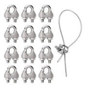 Wire Rope Clips, 12st M3 Rostfria Stål Vajerklämmor, U-Bult Kabelklämma kompatibel Industri, Hushåll, Lastning och Lossning av Gods