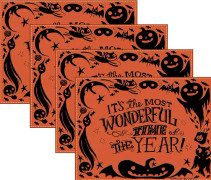 4-pack Halloween-underlägg - Häxa, Pumpa, Tvättsbart, Trick or Treat, Höst, Matbord