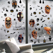 9 Ark Halloween Fönsterklistermärken, Halloween Fönsterdekal Dekorationer Skalle Bat Ghost Spindelnät Svart Katt Design, Halloween Fönsterklistermärken
