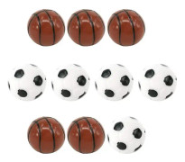 10 st Resin Sportfotboll Dockhus Fotboll Mini Basketboll Set Dockhus Miniatyrtillbehör Fe-trädgård Figur (mini Basketboll Och Baseboll)
