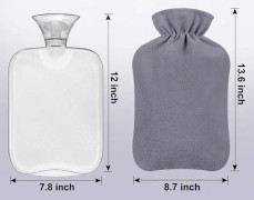 2L Varmvattenflaska med Polarfleeceöverdrag för smärtlindring, kramper - Mörkgrå Fleece Gray