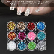 12 Färger Nagelkonst Rhombus Sekvens Palett Glitter Manikyr Dekoration