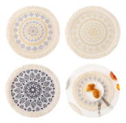 Pieces Boho Runda Bordstabletter, Tvättbara Boho Runda Bordstabletter, Boho Bomullsbordstablett, Boho Runda Bordstablett Dekoration, Naturlig Bomullsbordstablett, Lämplig c