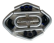 Aluminium Universal Intercooler Turbo Rörkit, Högtemperatur Silikon Slangar, Inkluderar T-Bult Klämmor