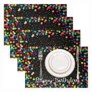 Födelsedagsplaceringsunderlägg Happy Birthday-skylt Födelsedagsbordsunderlägg Svarta Födelsedagsbordsdekorationer Födelsedagsfesttillbehör, Set