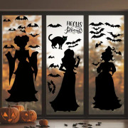 Halloween Fönsterklistermärken Dekorationer: Extra Stora Häxa Svart Katt Bat Silhuett Fönsterdekaler, Halloween Fönster S