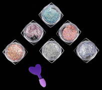 6 Färger Nagelkonst Glitterpulver Naglar DIY Dekoration Pailletter Manikyr Verktyg med Borste