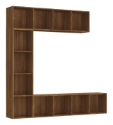 Bokhylla/TV-bänk 3 delar set Brun ek 180x30x180 cm