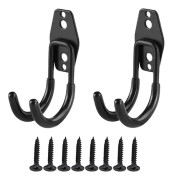 2-pack Garagekrok, Väggmonterad Cykelkrok, Verktygshållare, med Skruvar, för Garage, Stegar (Svart, 11,3 x 6,8 x 3,5 ...