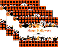 4-pack Halloween-underlägg - Häxa, Pumpa, Tvättsbart, Trick or Treat, Höst, Matbord