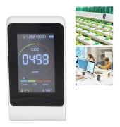 Vit CO2 Luftkvalitetsmonitor LED Digital Display LCD Skärm Bakgrundsbelysning Temperatur Fuktighet TVOC Detektor Mätare