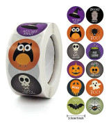 500 stycken Halloween-klistermärken Runda Halloween-klistermärken Pumpa Spöke Skalle Bat Klistermärken för Halloween Dekoration DIY-hantverk Gåvor Tillbehör (2,54 cm)