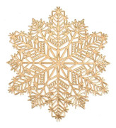3 stycken julsnöflinga platsmattor i guldmetall, semestervinyl bordsmattor, tvättbara, lämpliga för semester (guld) Gold