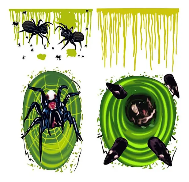 2-pack Halloween Toalettlock Dekal 3D Horror Morphing Dekal För Halloween Temafest Heminredning (Spindel & Mus), Horror Festival Dekorativ Väggklistermärke