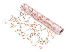 Bordlöpare i Roséguld Organza, Guld/metalliska Stjärnor (28cm X 5m), Elegant Borddekoration - Jul och Advent, Festlig Dekoration