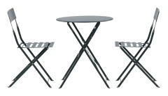 Marsellie Caféset Rund Ø60 cm + 2 Matstolar Mörkgrå