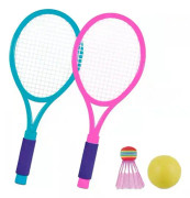 Badmintonracketar med bekvämt handtag, tennisbollset, bärbara plast-racketar med boll och fjäderboll, halkfria