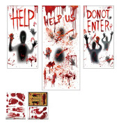 Halloween-klistermärken Slitstarka Verklighetstrogna DIY Blodiga Handavtryck Blodfläckar Halloweenfestklistermärken för inomhus