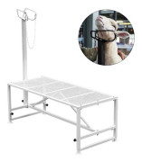 Boskapsklippningsställ-VEVOR-130x59 cm-Rakt huvudstycke-Stadig metallram-Get-Får-Vit