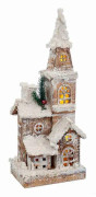 Julgranskula Vit Beige Trä Hus 18 x 12 x 46 cm