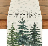 Beige Tallskog Snöflinga God Jul Bordlöpare, Säsongsbetonad Vinter Jul Semester Kök Matbord Dekoration för 13 x 72 Tum