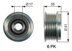 Frihjulskoppling, generator 160A Gates Drivealignâ® OAP7166 - audi, porsche, vw - OE 059 903 119 G, 059 903 119 H, 059 903 119 L