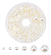 690 st 6 Storlekar Beige Platta Bak Sida Pärla Cabochon Flatback Halva Pärlor Pärla Lösa Pärlor Gem För Skor Bröllopsklänning Hantverk Diy Telefon Nagelkonst Tillverkning (4mm, 5