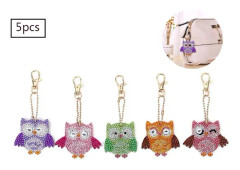 5 st/set DIY Full Drill Diamantmålning Nyckelring Cartoon Bird