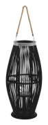 Hängande ljuslykta bambu 60 cm svart
