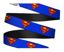 SUPERMAN - Bälte (vanlig) - 60/96 - 3,8 Cm - Blå/Logotyp