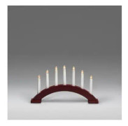 KONSTSMIDE Elljusstake 7 ljus 39x22,5cm trä röd, st