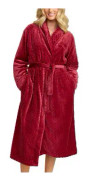 Damella Jaquard Fleece Dressing Gown Röd polyester XX-Large Dam