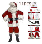 Jultomte Kostym för Män Vuxen Jultomte Kostym Santadräkt 11pcs L