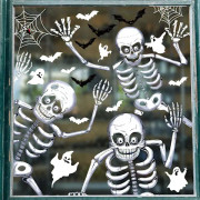 Dubbelsidiga Halloween-fönsterklistermärken, Skelett-spöken Dekaler för fest (10 ark)
