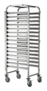 Stålvagn för transport av brickor med containrar 15 x GN1/1 - Hendi 810613