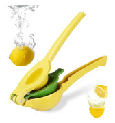 Manuell Citronpress, 2-i-1 Citruspress för Citron och Lime, 5,5 x 7,5 x 22 cm, Gul