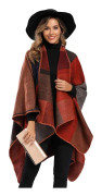 Dam Cardigan Poncho Cape med Färgblock, Storlek Plus, Öppen Framtill, Lång Vintertröja