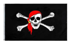 Piratflagga för utomhusbruk och piratkalas (2 st, svart + röd)