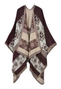 Dam Cardigan Poncho Cape med Färgblock, Storlek Plus, Öppen Framtill, Lång Vintertröja