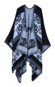 Dam Cardigan Poncho Cape med Färgblock, Storlek Plus, Öppen Framtill, Lång Vintertröja