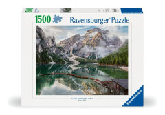 Pussel - Lake Braies: Alpsjö i Italien 1500 Bitar