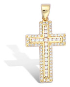 Les Trésors De Lily [L4644] - Guldpläterat hänge 'Cross' vitguld - 30x14 mm gyllene
