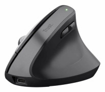 Trust Bayo+ - Vertikal mus - ergonomisk - högerhänt - optisk - 6 knappar - trådlös - 2.4 GHz - trådlös USB-mottagare - svart