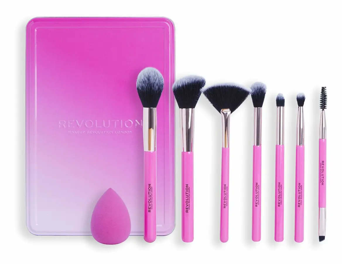 Sminkborstar, set Revolution Make Up The Brush Edit Rosa 8 Delar