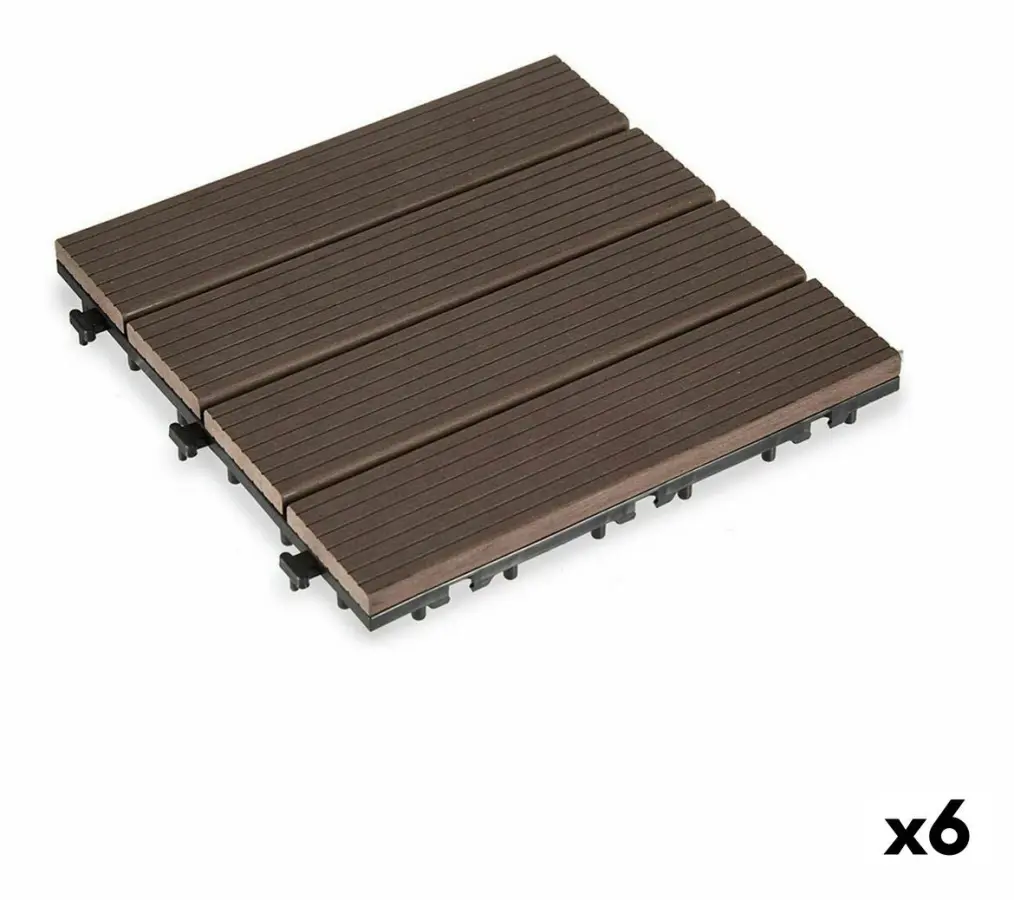 Interlocking golvplattor Komposit Brun Polyetylen 30 x 2,6 x 30 cm (6 antal)